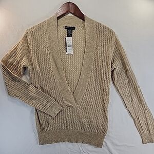 New York & Company Gold V-Neck Sweater